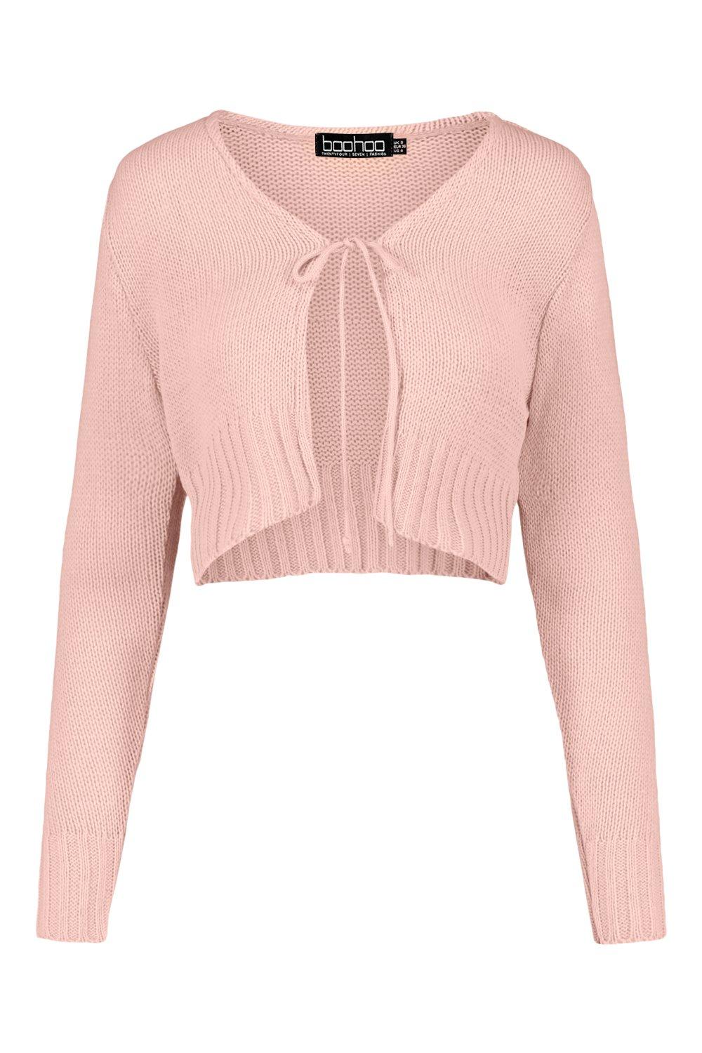 Baby pink cropped cardigan sale